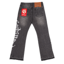 Godspeed OG Logo Flared Denim Stitched In Grey Wash
