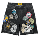 Godspeed Patchwork Denim Shorts In Black