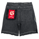 Godspeed Patchwork Denim Shorts In Black