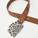 Birth Of A Royal Child Lion Medal Leather Belt In Brown