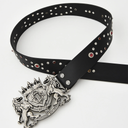 Birth Of A Royal Child Lion Medal Leather Belt In Black