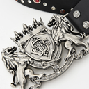 Birth Of A Royal Child Lion Medal Leather Belt In Black