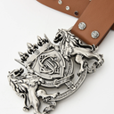 Birth Of A Royal Child Lion Medal Leather Belt In Brown