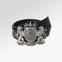 Birth Of A Royal Child Lion Medal Leather Belt In Black