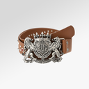 Birth Of A Royal Child Lion Medal Leather Belt In Brown