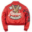Pelle Pelle American Bruiser Plush Womens Crop Jacket In Red