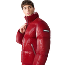 Mackage KENT-GLO High-Gloss Hooded Down Jacket In Dark Red