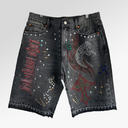 Lost Intricacy Snake Denim Shorts In Black