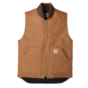 Carhart Relaxed Fit Firm Duck Insulated Rib Collar Vest In Brown