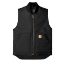 Carhart Relaxed Fit Firm Duck Insulated Rib Collar Vest In Black
