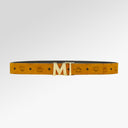 MCM Claus M Reversible Belt 1.75" In Visetos In Cognac | COGNAC / GOLD