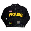 Elite Praise Embellished Premium Mens Denim Jacket Onyx