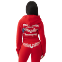 True Religion Shrunken Crystal Wing Zip Sweatsuit In Cherry