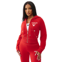 True Religion Shrunken Crystal Wing Zip Sweatsuit In Cherry