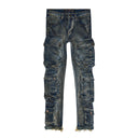 Valabasas "Cliff Jump" Dirty Blue Wash Cargo Jeans