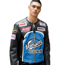 Vanson Leathers Speedway Classic Jacket In Blk/Blue