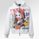 Lost Intricacy White Front Page Mag Zip Up Hoodie