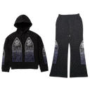 Who Decides War "Stained Glass" Rhinestone Sweat Pants ( Coal )