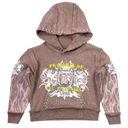 Saints Mocha Rhinestones Washed Premium Kids Hoodie