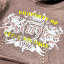 Saints Mocha Rhinestones Washed Premium Kids Hoodie