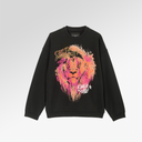 Cult of Individuality Crew Neck Fleece Sweater "King Of The Jungle" in Pirate Black
