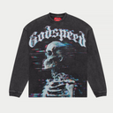 Godspeed Glitchy Long sleeve In Grey Wash