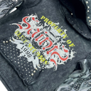 Elite Saints Black Thunder Rhinestones Washed Premium Kids Hoodie