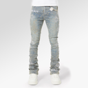 Guapi Vintage Blue Distressed Cross Denim