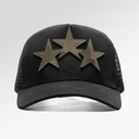 Amiri 3 Star Trucker Hat In Black/Olive