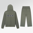 RTA Olive Military Patch Zip Up Sweatsuit