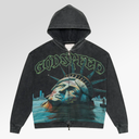 Godspeed Sunken Liberty Zip Up Hoodie In Grey Wash