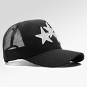 Amiri 3 Star Trucker Hat In Black/White With Stones