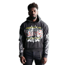 Elite Saints Black Washed Rhinestone Premium Mens Hoodie + Pearls