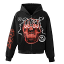 Lost Intricacy Skull Bond Zip Up In Black/Orange