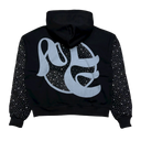 Mixed Emotions Fallen Angels Rhinestone Hoodie In Black